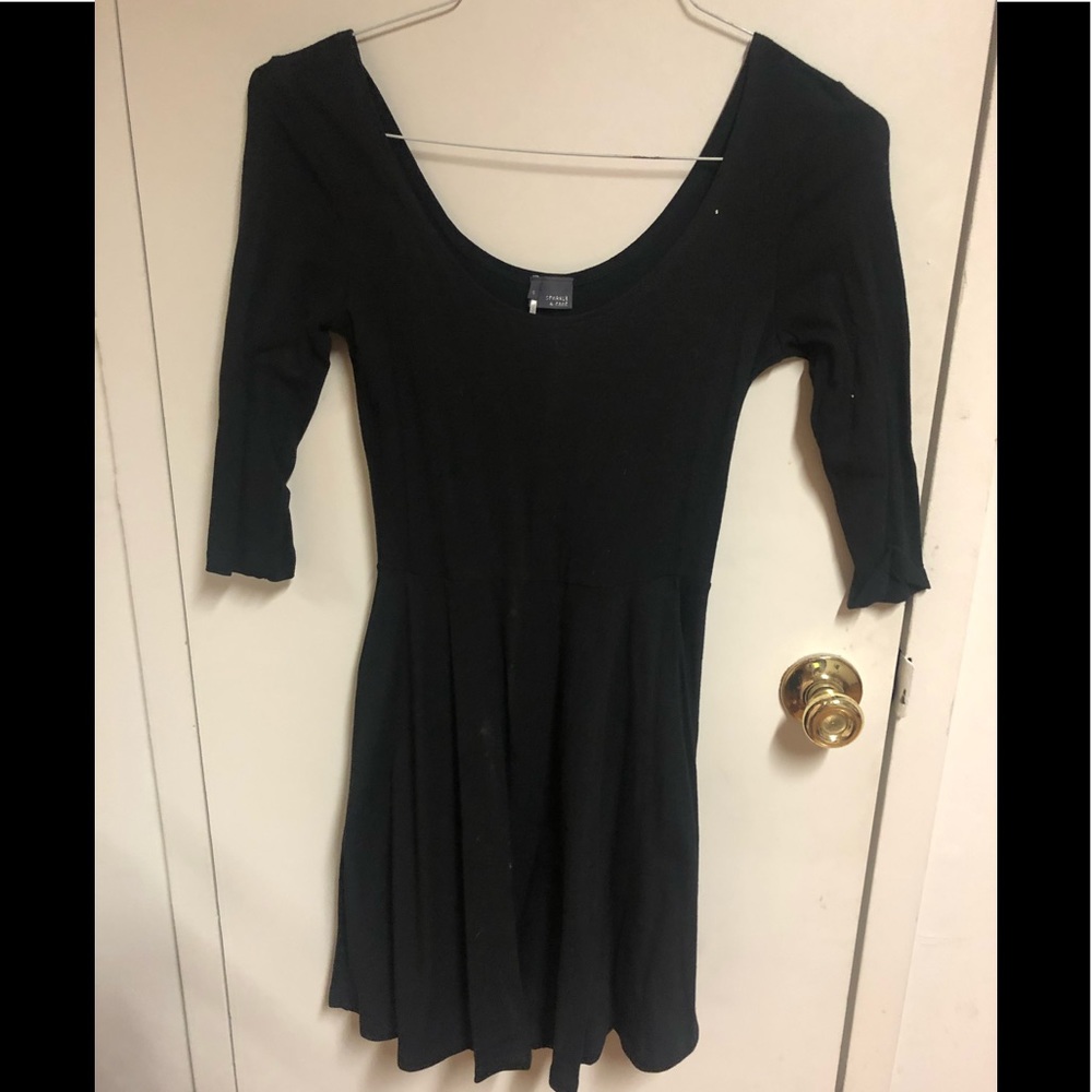 Sparkle and fade long sleeve black mini dress